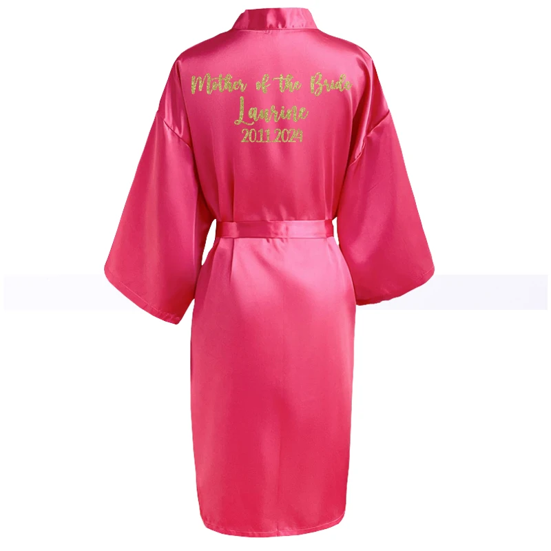 Aangepaste Logo Bruiloft Datum Naam Badjas Faux Zijde Bruids Robe Bruid Bruidsmeisje Robes Vrouw Bachelorette Preparewear