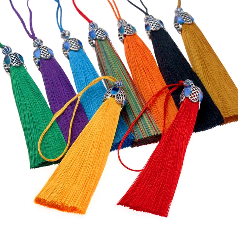 2/4/8Pcs/Pack 8.2cm/3.2inch Cloisonne Cap Tassels Fringe Crafts Tassels Key Tassels for DIY Jewelry Making Embellish Accessories