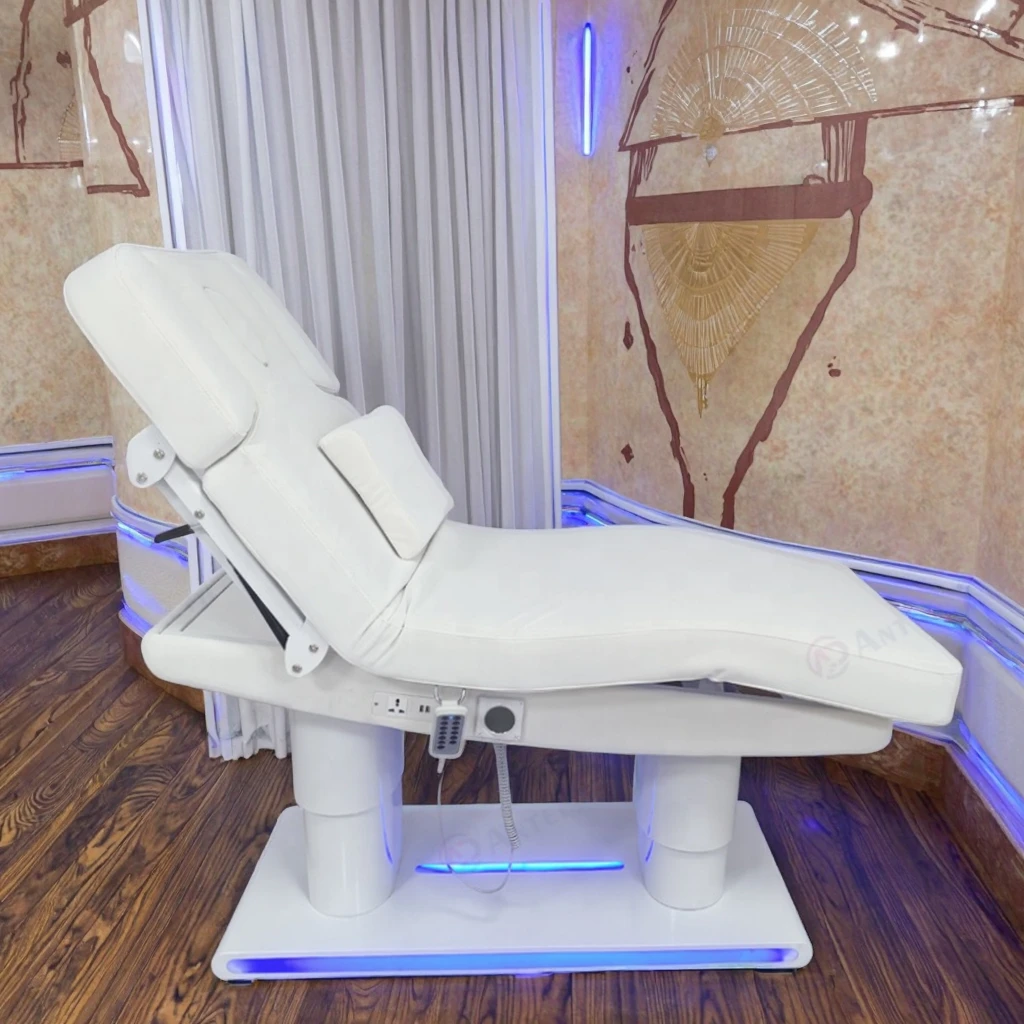 Exquisite Hot Selling Facial Therapy Chair 4 Motor Salon Beauty Bed With LED Light Electric Massage Bed