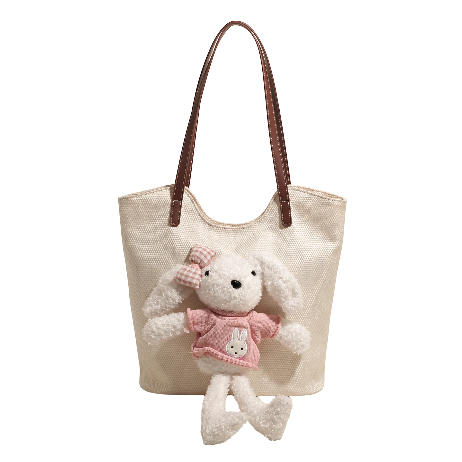 

Bags women handbags ladies. Large capacity doll canvas bag women's 2025 new summer commuter Joker shoulder bag college tote bag