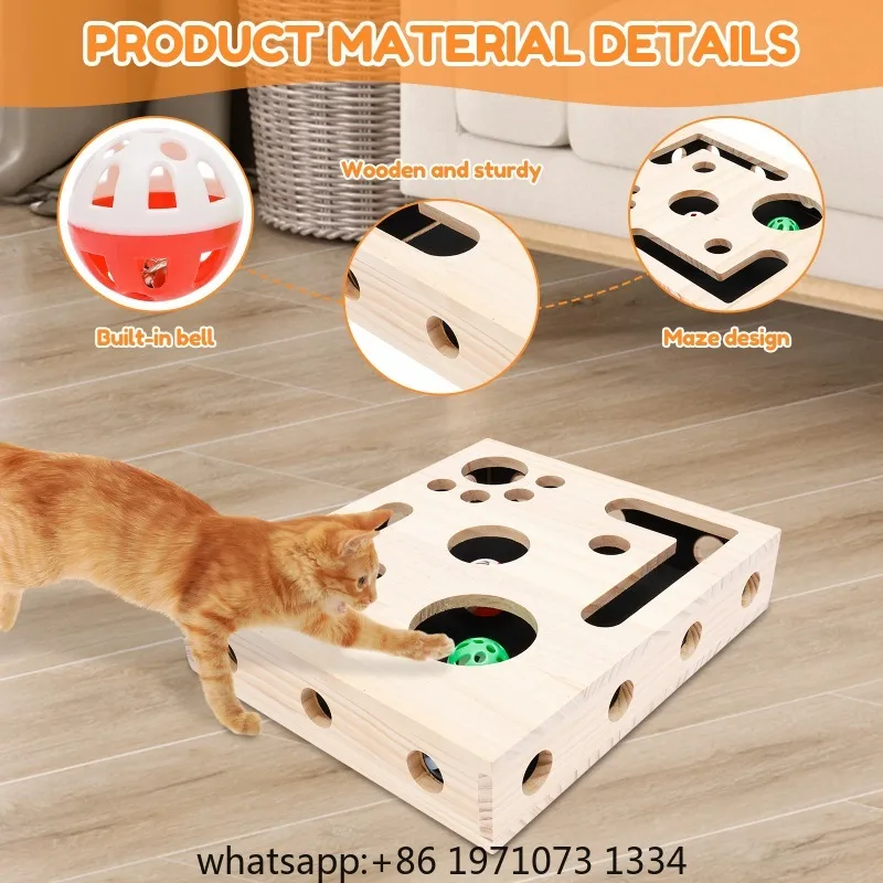 Cat Nail File Box Toy with Bell Ball and Sandpaper Inside Cat Scratch Puzzle Play Nail Care Interactive Pet Toy Stress Free view 3