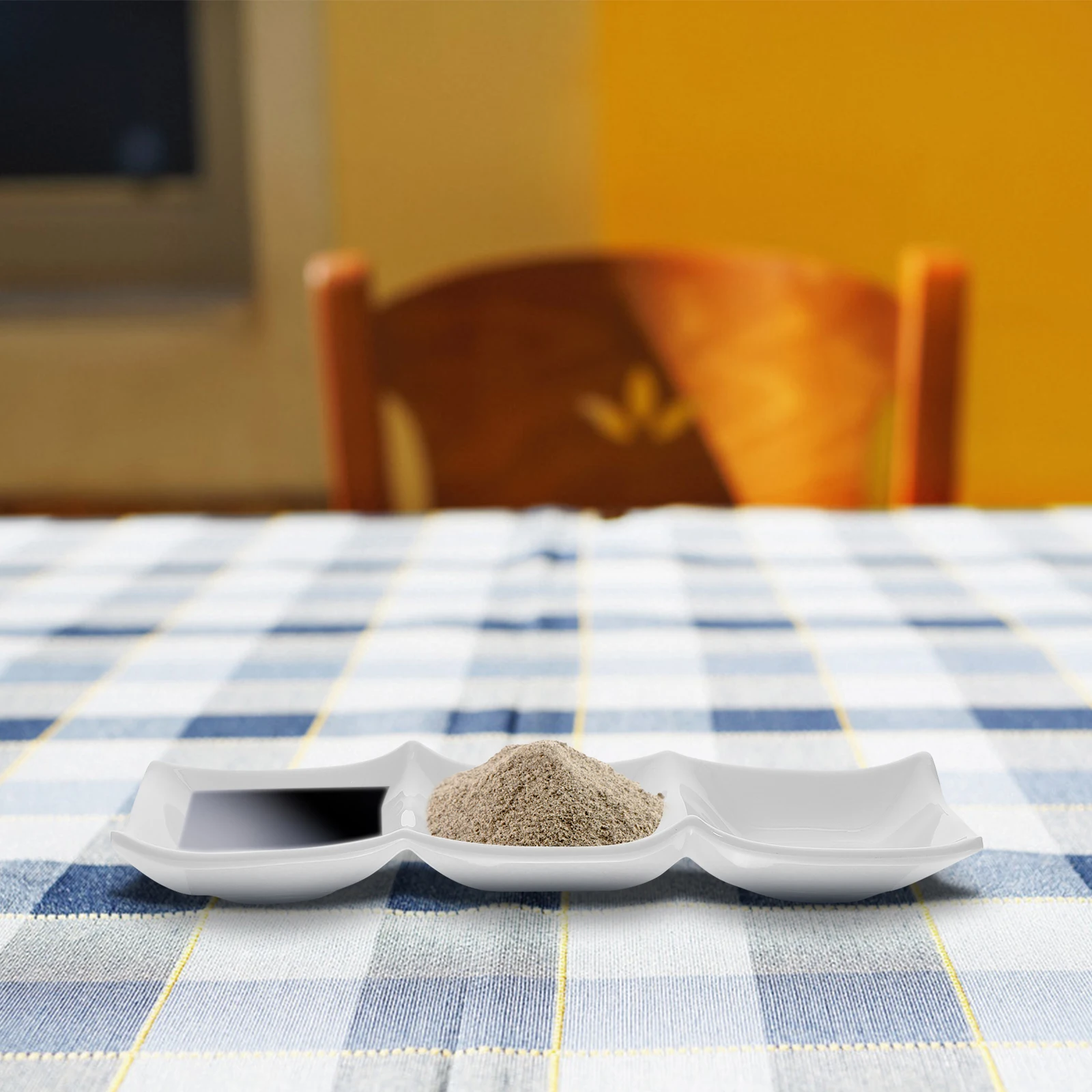 

Three-Grid Dipping Dish Sauce Bowl Condiment Holder Household Serving Plate Food-Grade Condiment Bowls Kitchen Gadget White