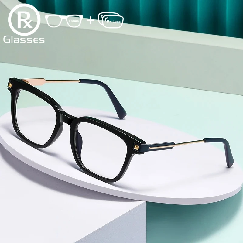 

RX Glasses Prescription Square Spring Leg Myopia Eyewear Handmade Acetate Optical Blue Light Eyeglasses for Women Men