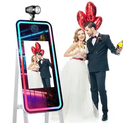 40inch Magic Mirror Photo Booth Machine Portable LCD Photobooth with Touch Screen Flash Lamp Flight Case For Event Wedding Party