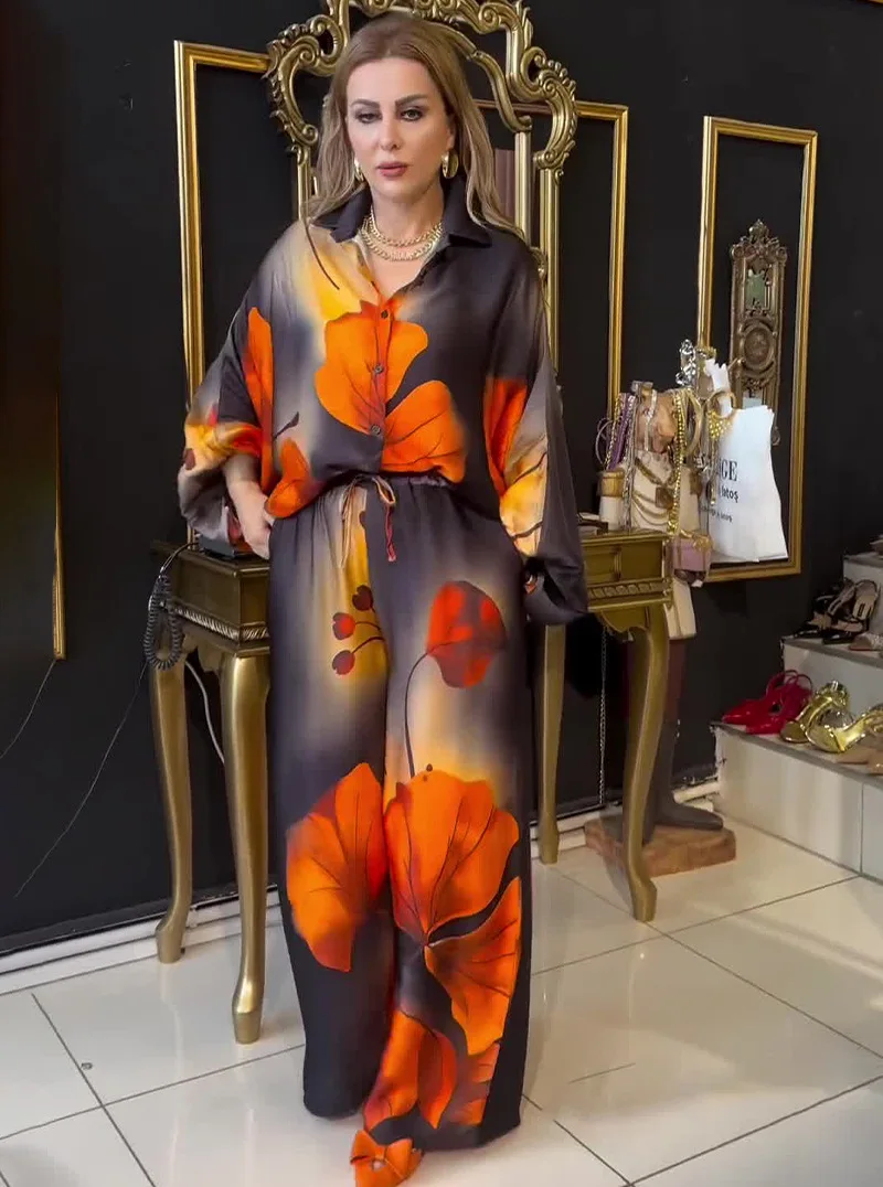 

Summer 2025 Women's Fashion Two-Piece Set Wide Leg Pants Top Printed Positioning High Temperament Wide Leg Pants Casual Wear
