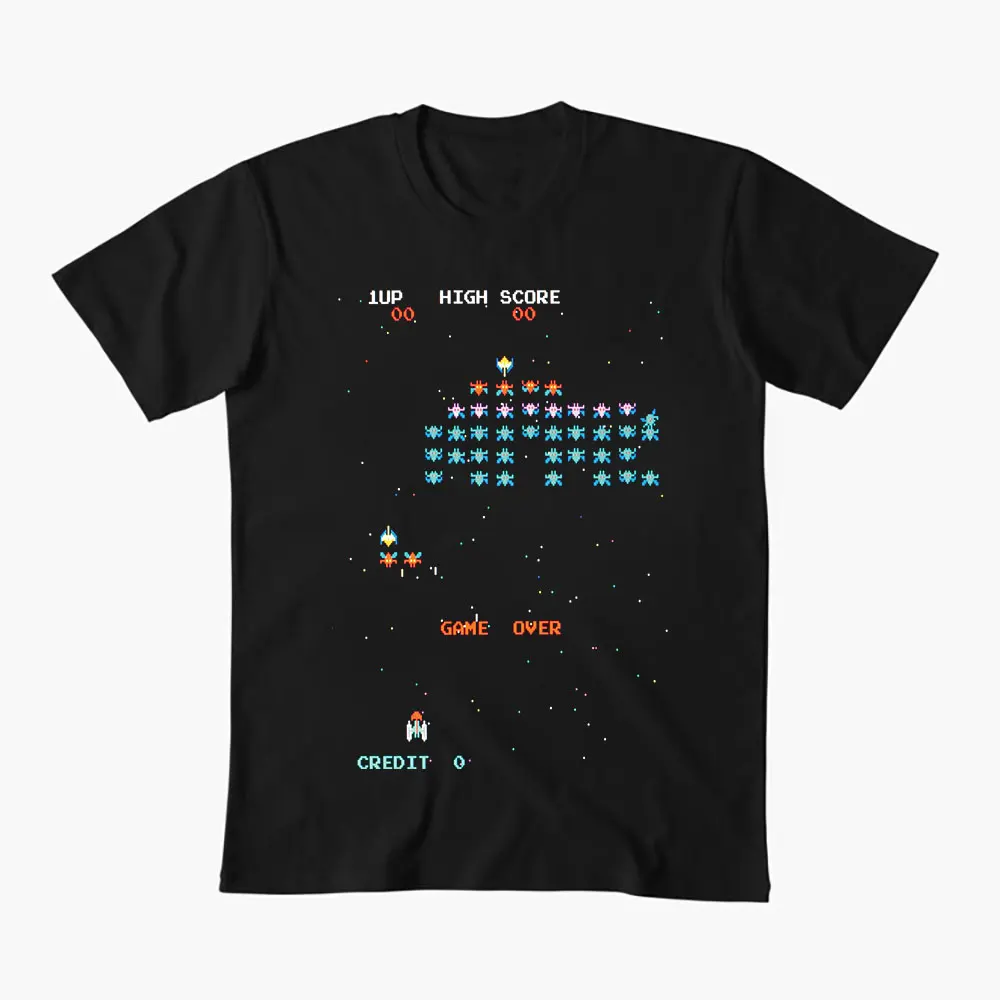 

Retro Pixel Screen Cartoon Space Invaders 0602 Galaga Arcade Gift T Shirt Old school games Graphic Clothes US Size Tops S-6XL
