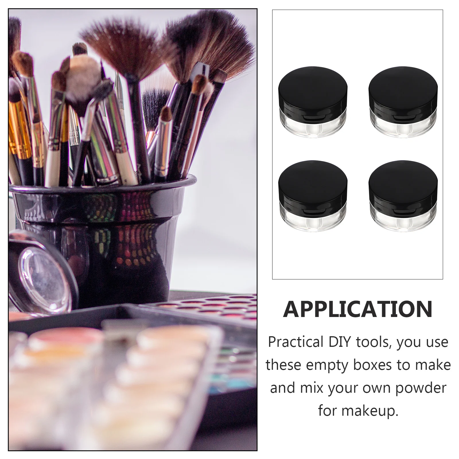 

4Pcs Flip Lid Loose Powder Case Reusable Makeup Powder Box Safe Durable Compact Container for DIY Makeup Storage