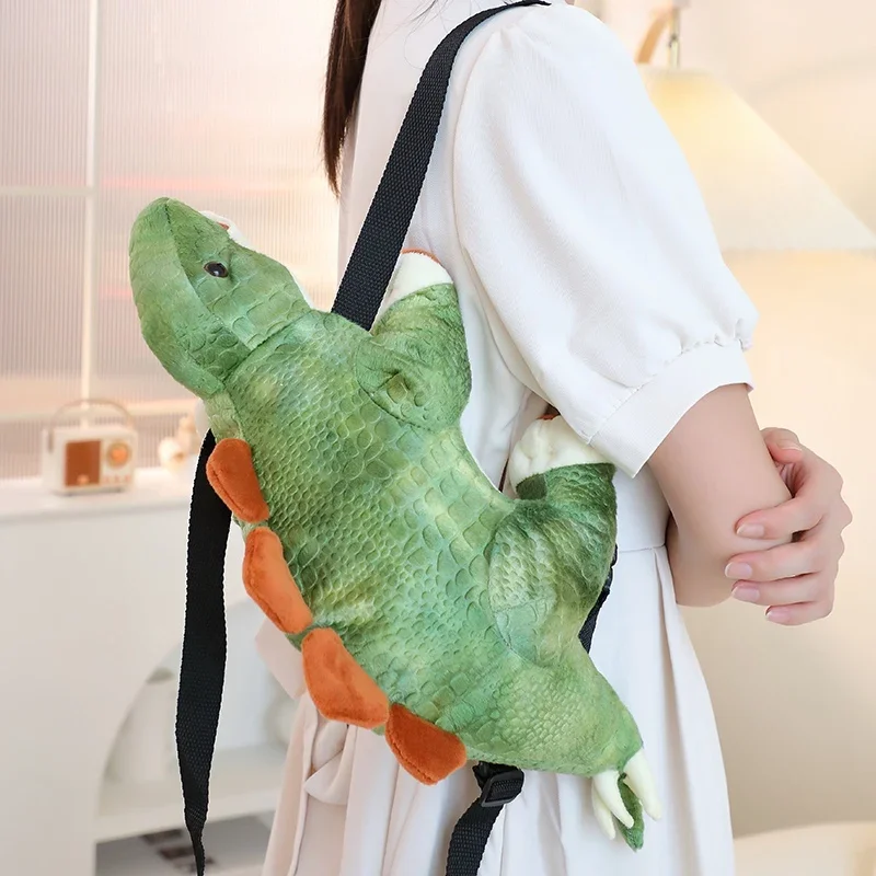 45CM Cartoon Stegosaurus Plush Backpack Stuffed Lifelike Dinosaur Doll Lovely Animal Bag Coin Purse Shoulder Bag