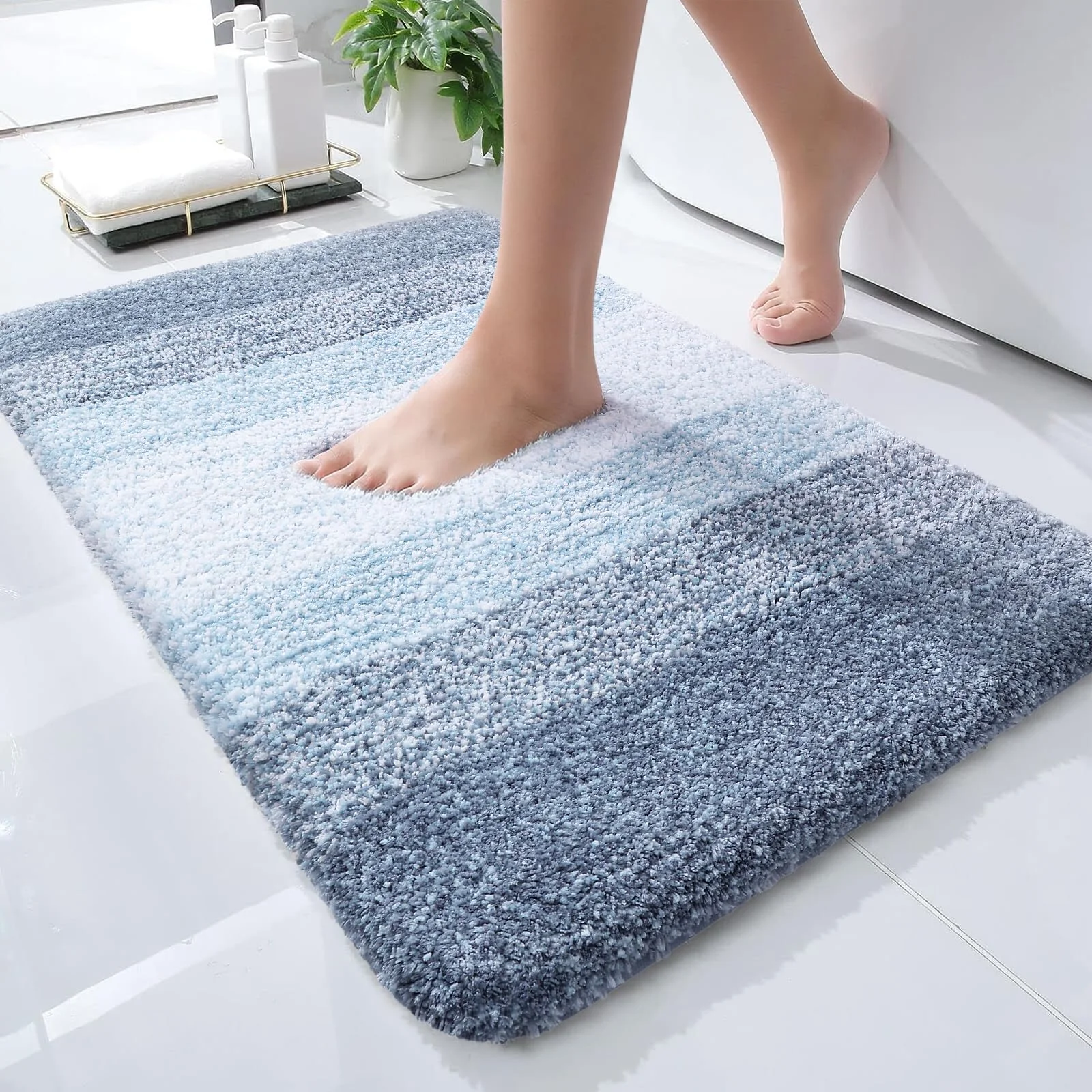 HAPIHAPPY Bathroom Rug Mat 51X76 Non-Slip Plush Shaggy Bath Carpet Extra Soft and Absorbent Microfiber Bath Rugs Tub and Shower