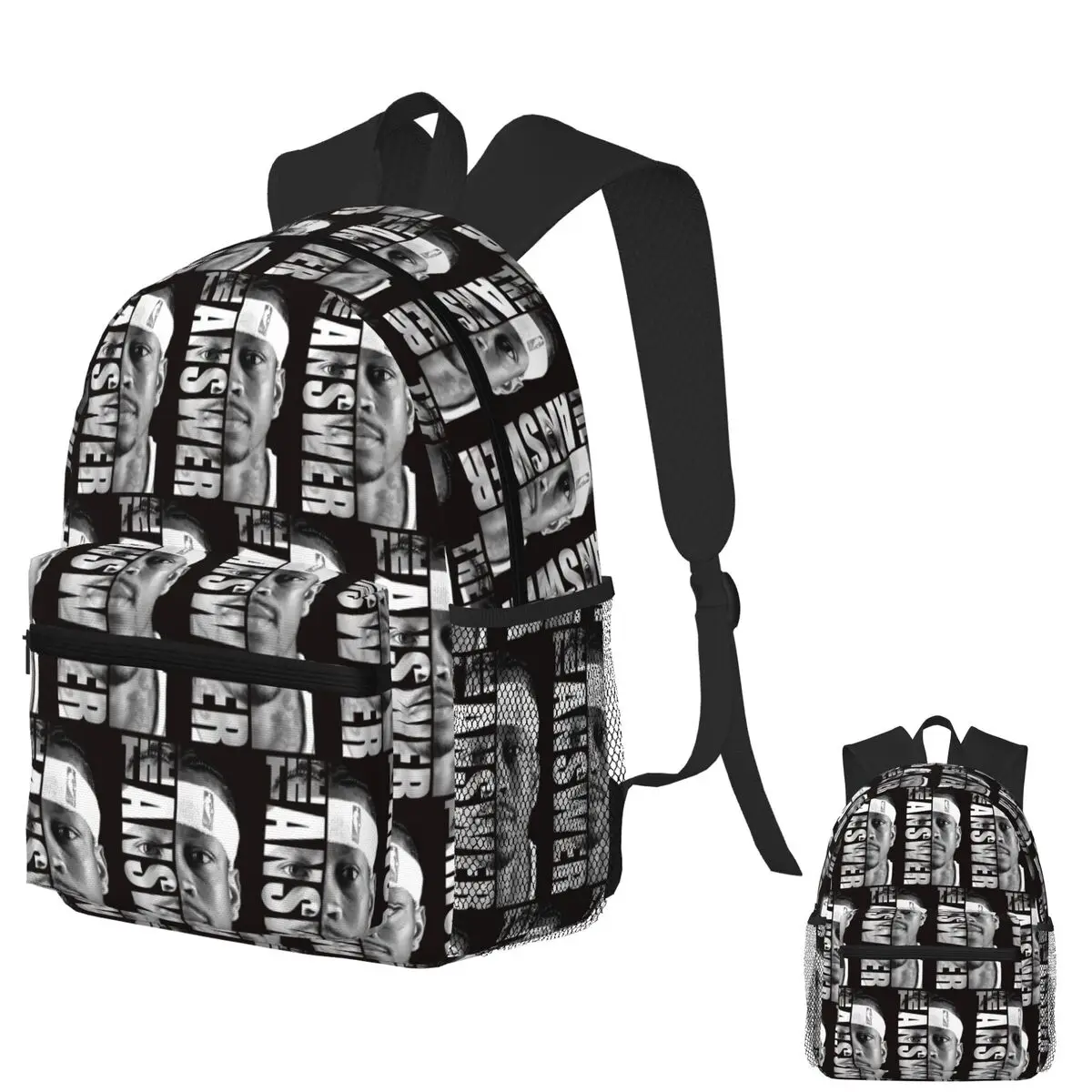 

Allen Iverson - The Answer Black White Student Backpack School Bag Hiking Travel Daypack for Boys Girls Bookbag Shoulder Bags