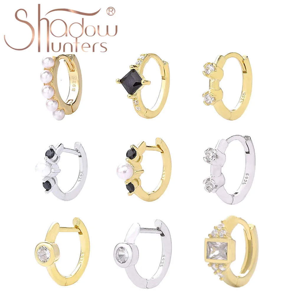 

Серьги-кольца SHADOWHUNTERS, 1 шт., из стерлингового серебра 925 пробы, с круглыми цирконами, большие круглые серьги-кольца с жемчугом, для многослойного ношения