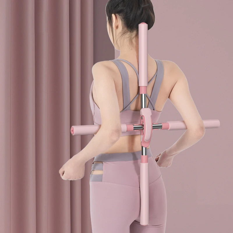 

Yoga Hunchback Corrector Gym Home Exercise Equipment Adjustable Stainless Steel Body Bar Cross Open Back Standing Training Bar