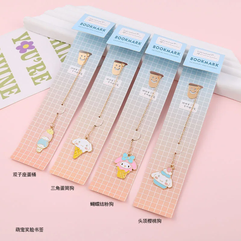 

24 шт/лот Sanrio мелодии корицы корицы закладки для книги Metal Pendant Binder Clips Paper Clip Bookmark канцелярские школьные принадлежности