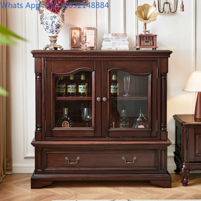 

Винный шкаф в американском стиле из массива ореха, витрина, цельнодеревянный двухдверный шкаф, настенная мебель для гостиной