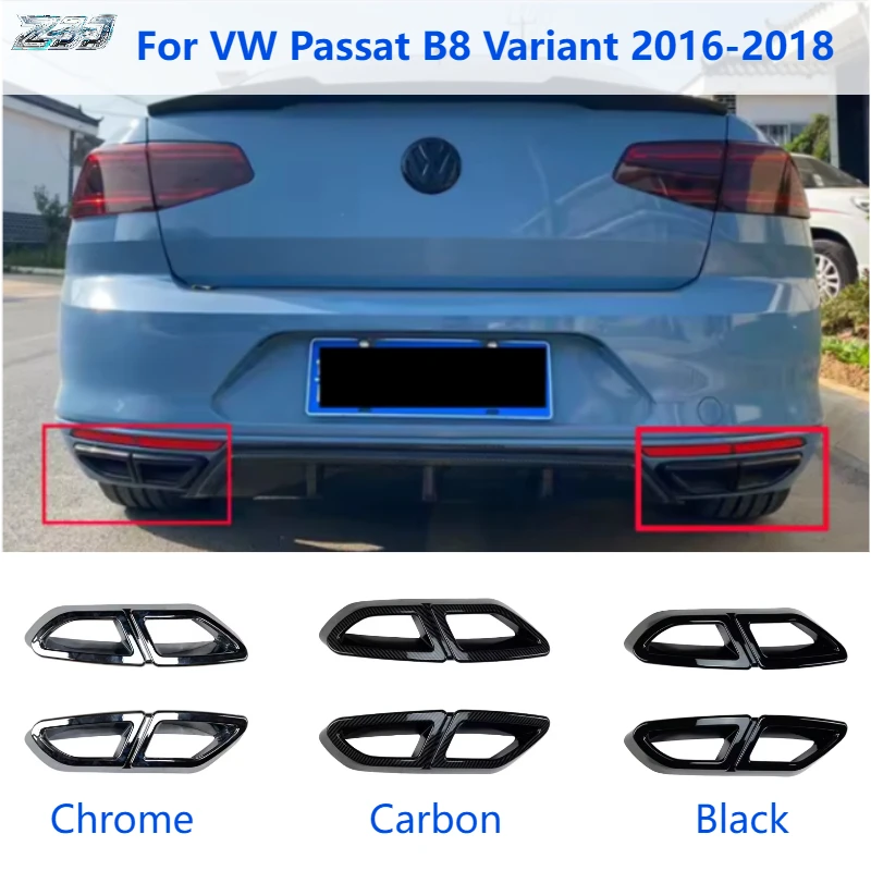 4 Outlet Rear Exhaust Diffuser Trim For VW Passat B8 Variant 2016-2018 Matte Black Chrome Styling Gloss Black Body Kit
