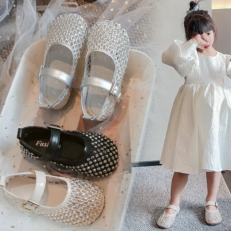 

Children Flats Spring New Girl Water Diamond Princess Fashion Girl Shoe Soft Sole Kids Casual Shoes Party Dresses Girls