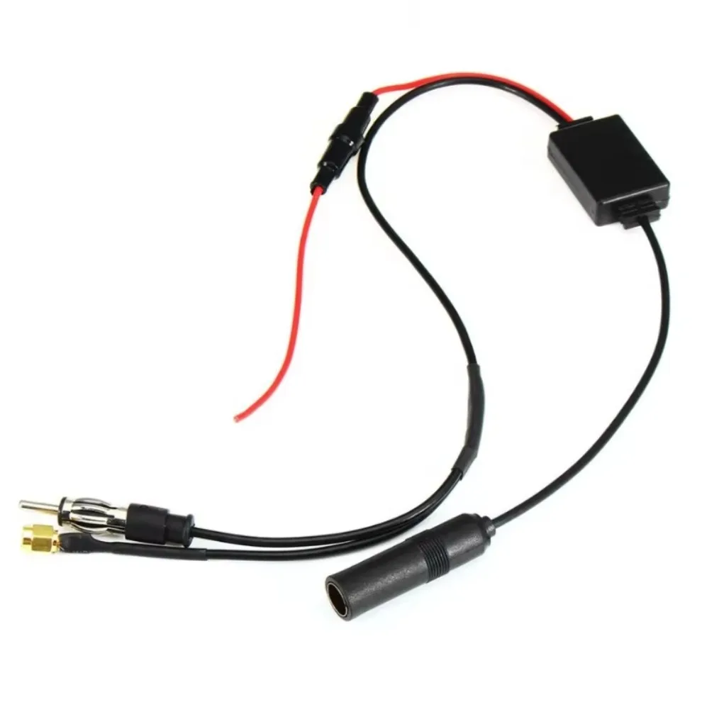 1Pc FM/AM DAB + Car Antenna Aerial Splitter Cable Adapter Radio Signal Amplifier Antenna Signal Booster 88-108MHz 1PC