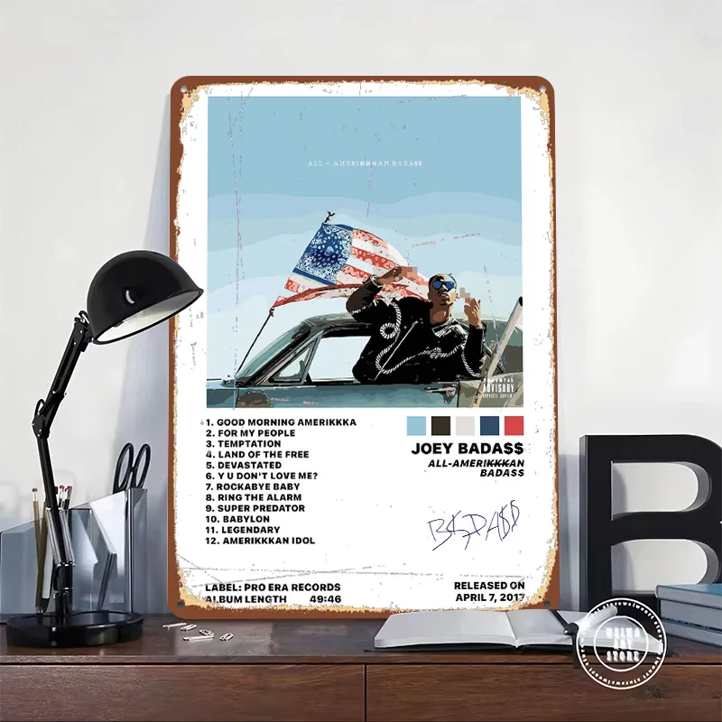 Joey Badass - ALL-AMERIKKKAN BADA$$ Album Poster Customized Wall Art Vintage Metal Signs Retro Tin Plaque for Man Cave House
