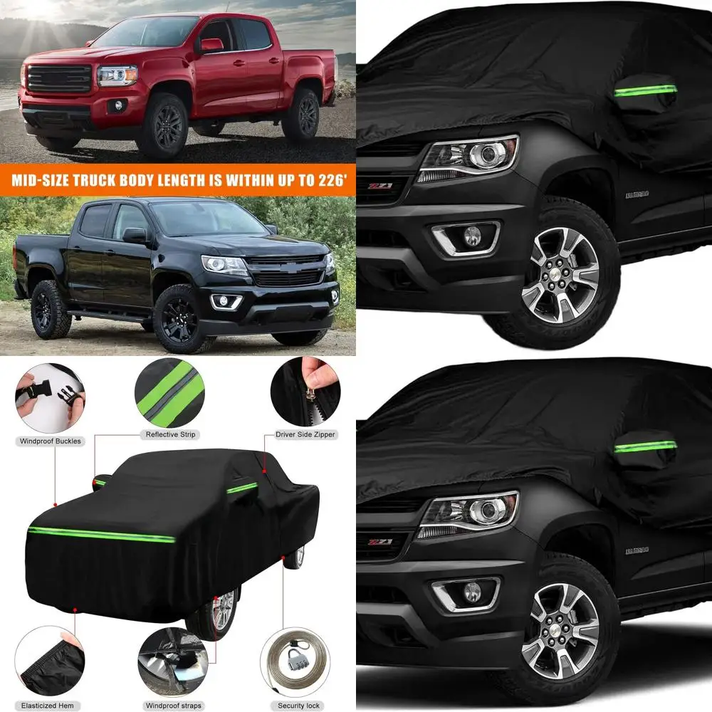 

All-Weather 6ft Crew Cab Car Cover for 2005-2024 Toyota Tacoma & Ford Ranger, 6-Layer Waterproof Protection with Zippered Door