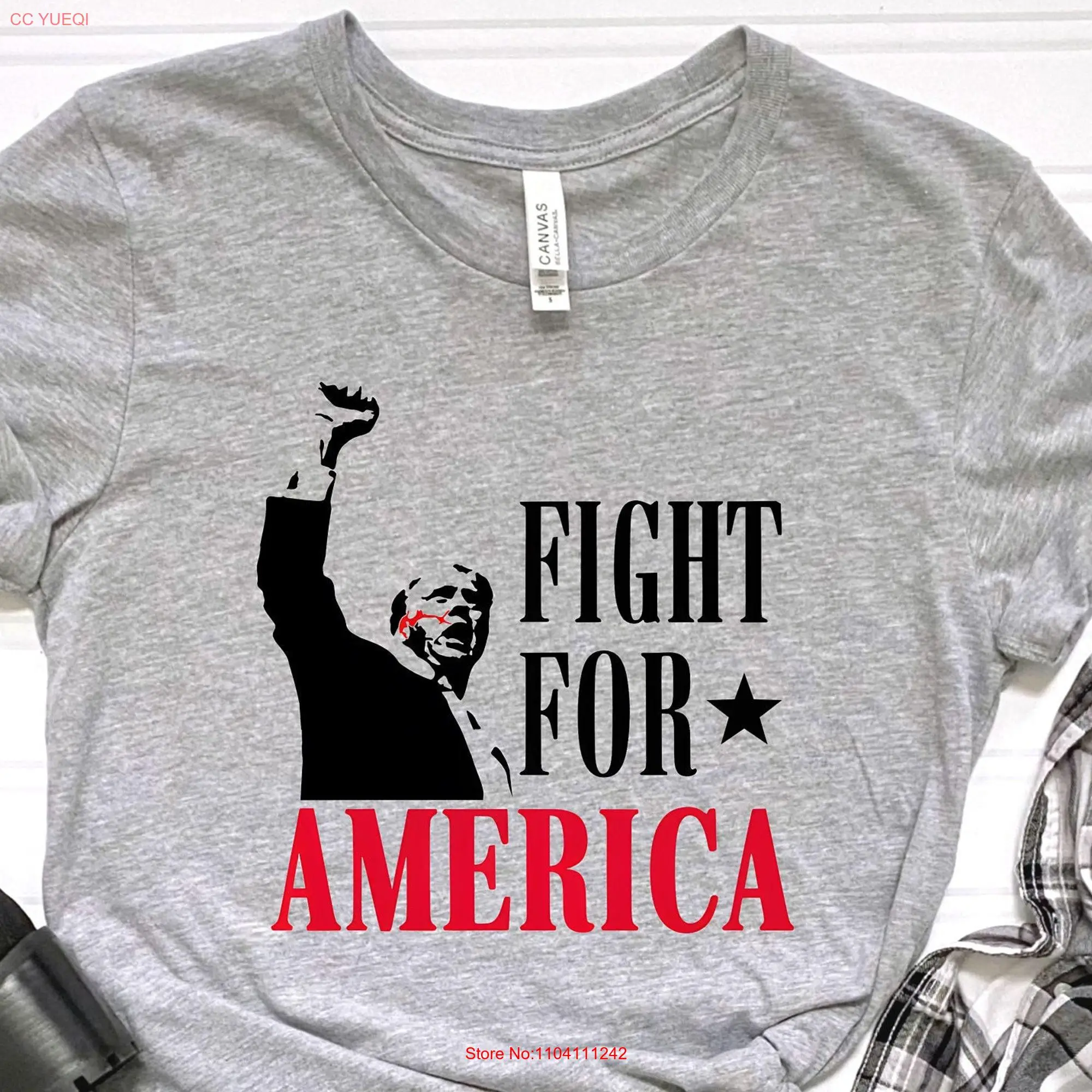 Trump 2024 T Shirt Never Surrender Fight Make America GreaT Patriotic Bulletproof Pro long or short sleeves