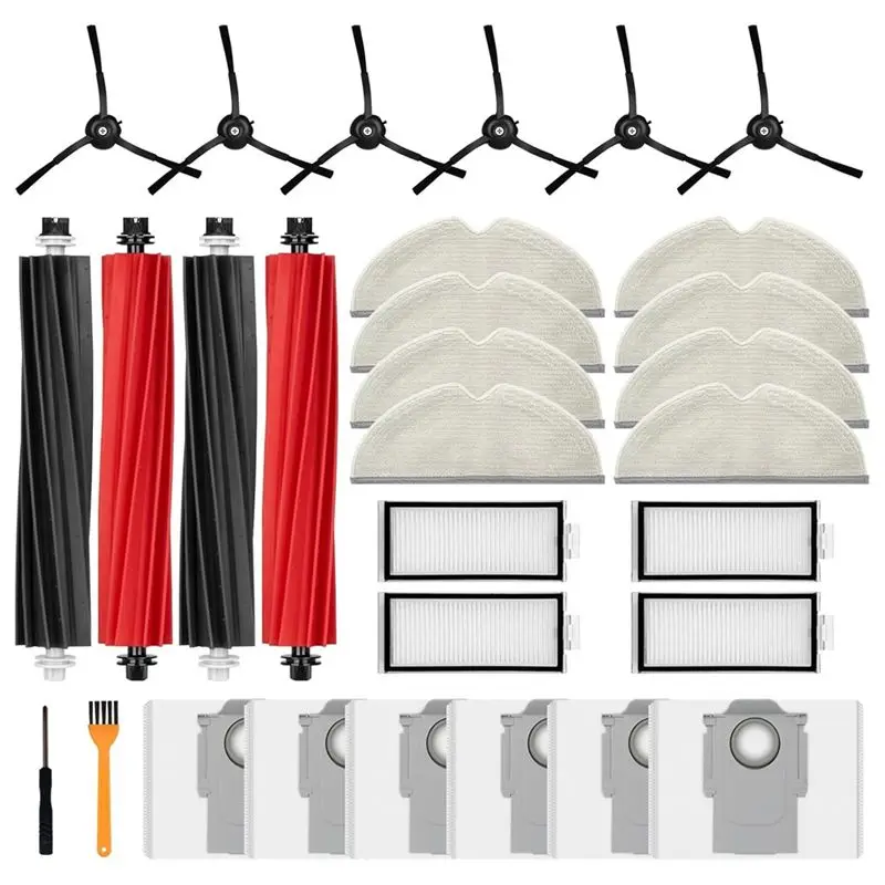 

YANA35R Vacuum Cleaner Accessories Kit For Roborock Q5 Pro/Q5 Pro+ , Q8 Max/Q8 Max+ Main Side Brush Hepa Filter Mop Cloth Dust B