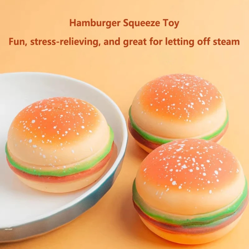 Stress Relief Fidget Toy - Simulation Burger Creative Pressure Relief Fidget Ball Food Slow Bounce Toy Stress Release Fidget