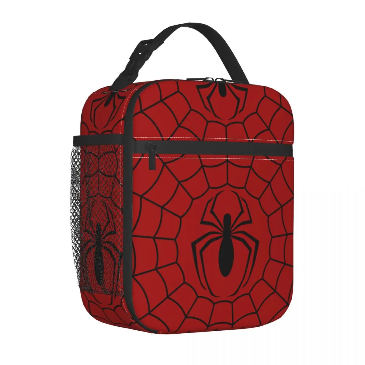 Custom Red Spider Web Insulated Lunch Bag for Women Cooler Thermal Food Lunch Box Work School Travel Portable Tote Bags