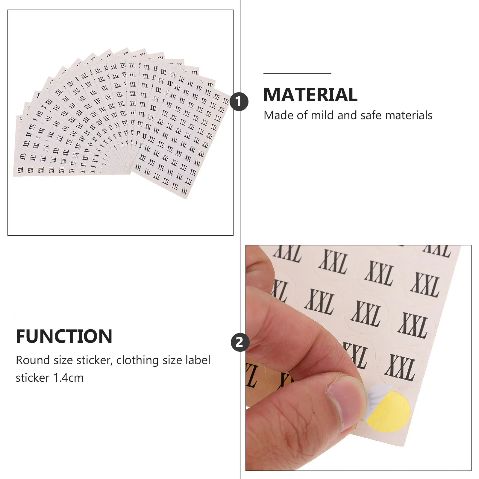 

60-листые наклейки, самоклеящиеся наклейки на размер одежды, круглые этикетки, наклейки для футболок, одежды, рынка