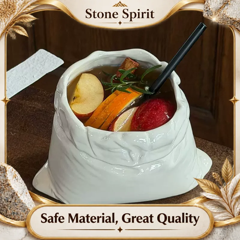 Irregular Ceramic Coffee Cup, Hand-held Cloth Bag Cup, Office Afternoon Tea Mug, Drinking Utensils, Kitchen Supplies，370ml