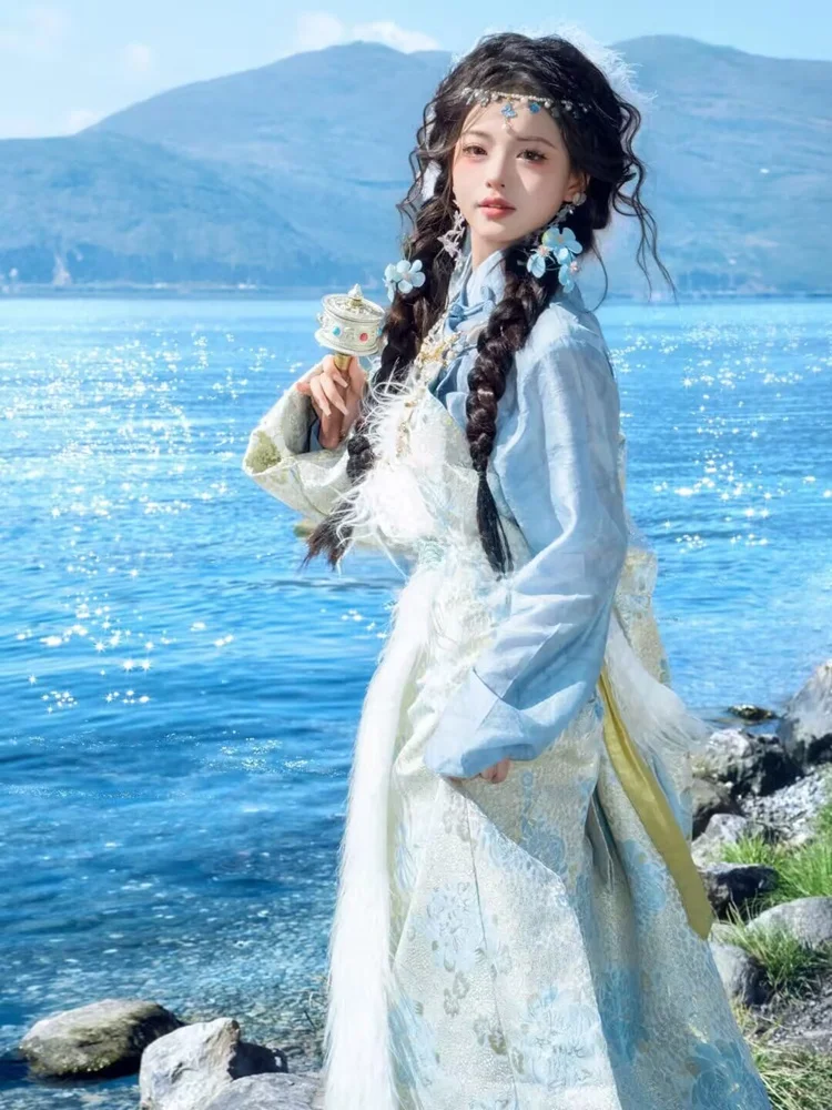 

Tibetan Ethnic Photography Clothing Travel Photography Costumes New Style Lijiang Photography Outfits Women's Fashion Tang Suit