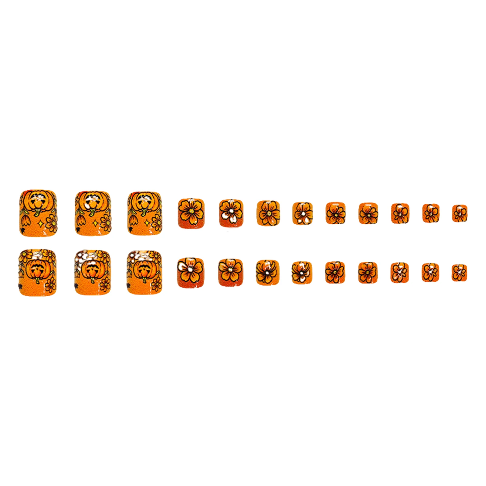Cute Press on Toe Nails Pumpkin Glitter False Toenails for Halloween Party Autumn Women's Resin Nail Art Accessories view 4
