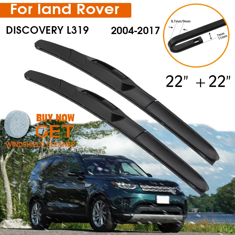 

Щетки стеклоочистителя для Land Rover DISCOVERY L319 2004-2017, резиновые силиконовые сменные щетки для лобового стекла, передние, 22+22 дюйма, автоаксессуары
