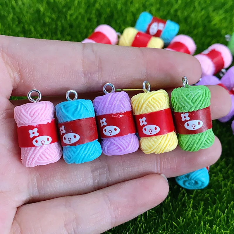 10pcs Cartoon Mini Knitting Wool Ball Resin Charms Simulation Ball Of Yarn Cute Pendant For Earring Keychain Diy Jewelry Make