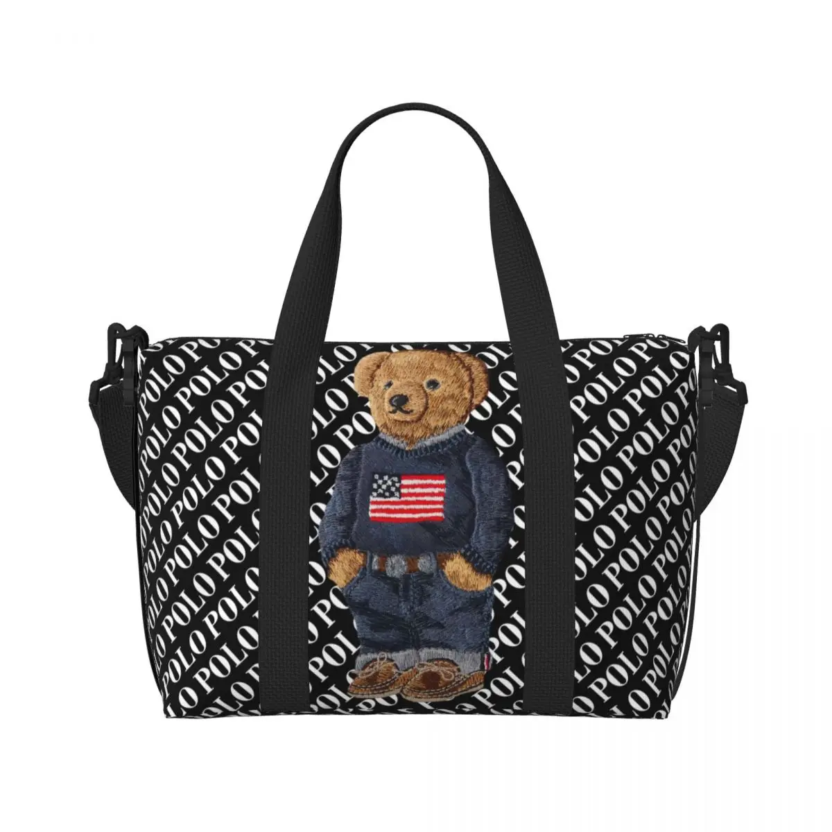 Custom Large Luxury Bear Tote Bag Women Shopper Shoulder Gym Beach Travel Bag