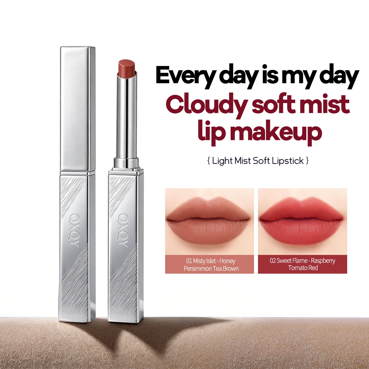 QXQY Matte Mist Lipstick (Five Colors, Thick Lipstick Shows Color and Makeup, Non fading and Durable, Daily Use)