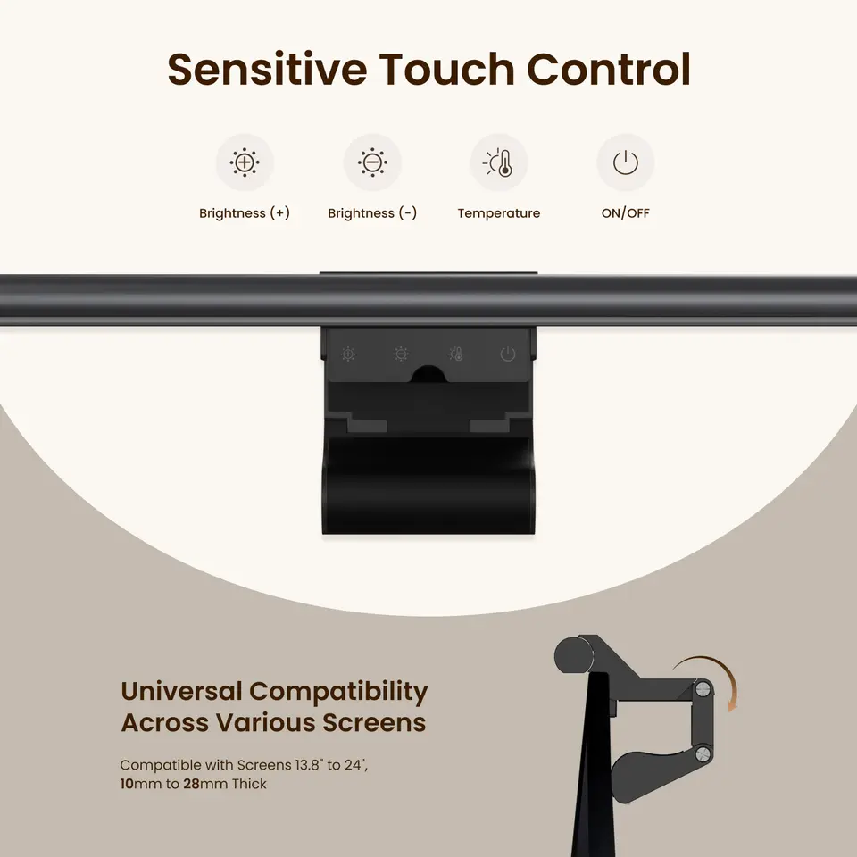 Yeelight Aries Monitor Light Bar Ra95 Eye-Care Stepless Dimming 2700K-6500K USB-C Screen Lamp 43cm Curved Compatible - 3