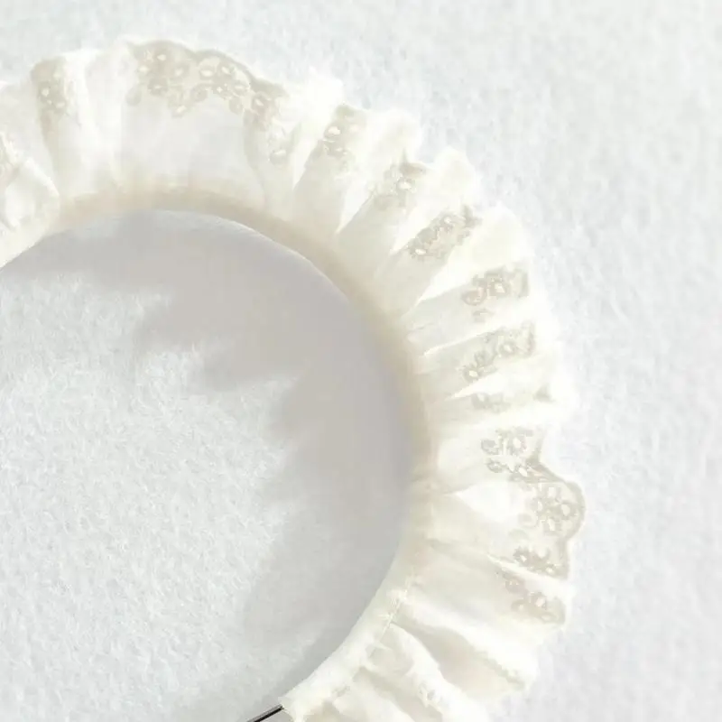 

P9FE Women Pleated Laces for Head Hoop with Hollow Out Pattern Make Up Ornaments Head