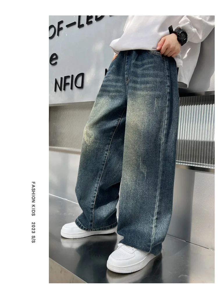 Street-Style Kinder-Jeans mit Bunten Prints für Teenager-Mädchen, Modische Hip-Hop-Tanz-Jeans, Trendige Hiphop-Denim-Hosen für Kinder – Detail 6