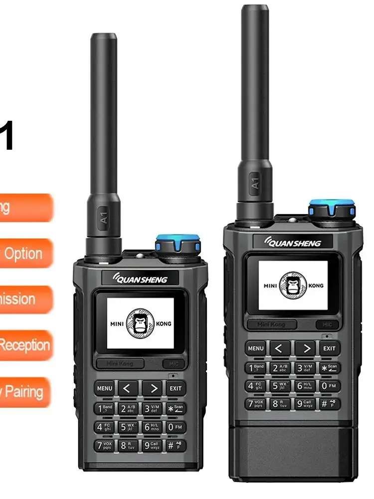 Radiotelefon Quansheng UV-K1 z pasmem lotniczym, bezprzewodowe kopiowanie częstotliwości, ładowanie typu C, wielopasmowy VHF UHF — zdjęcie produktu 7