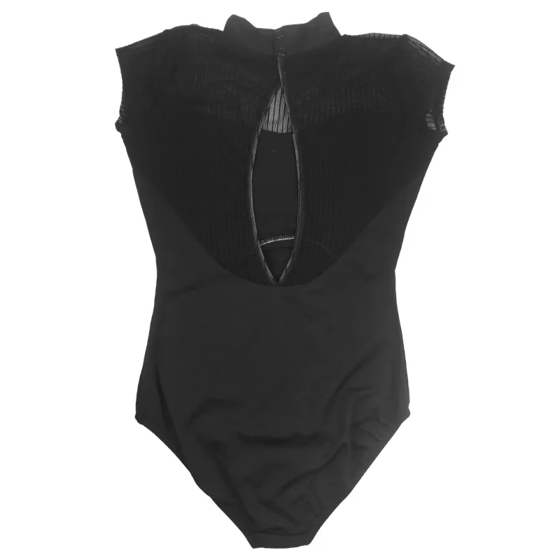 بدلة باليه مخصصة للتمرين بدون أكمام وياقة واقفة يوتار للبالغين لامتحان فني متقاطع عالي زي رقص شيربين الصيني