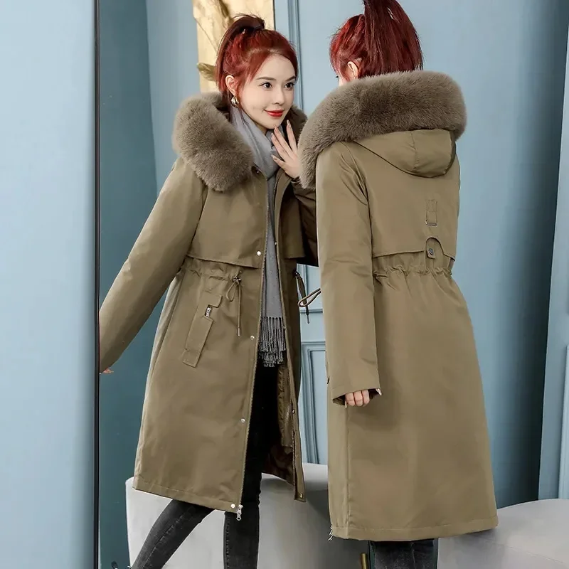 Winter Jacket Women Parka 2024 New Snow Wear Long Parkas Fur Hooded Jacket Female Fur Lining Thick Coats Distachable Parkas