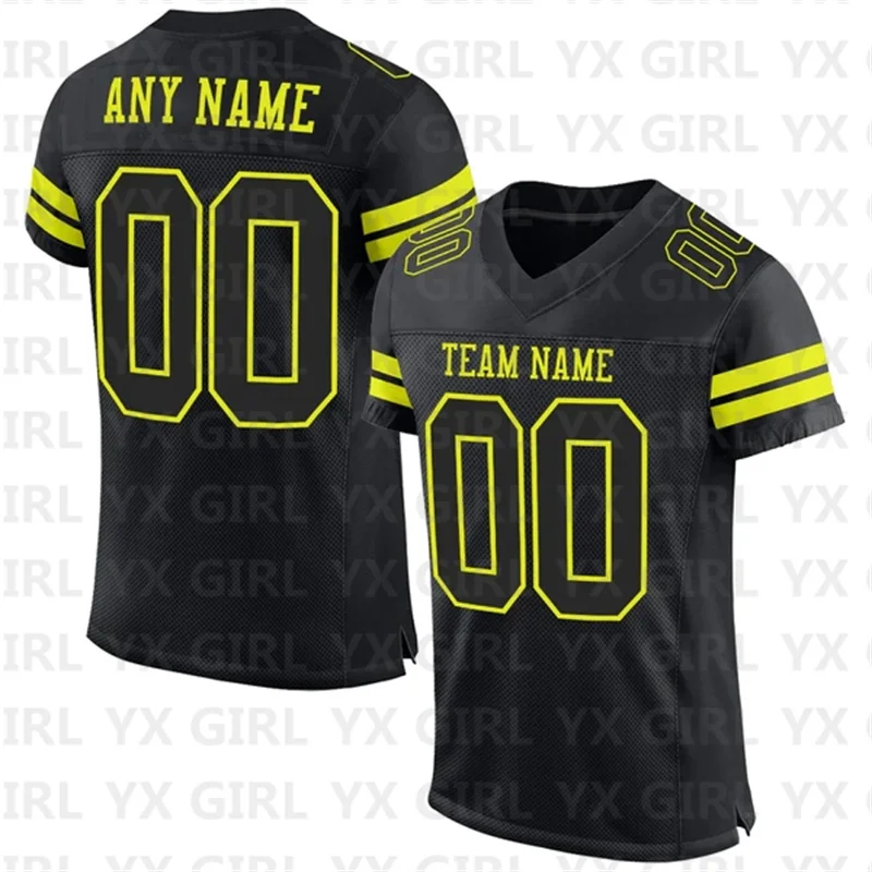 Custom Black Purple-White Mesh Authentic Football Jersey Personlized Team name and you name number V-Neck Football T-Shirts