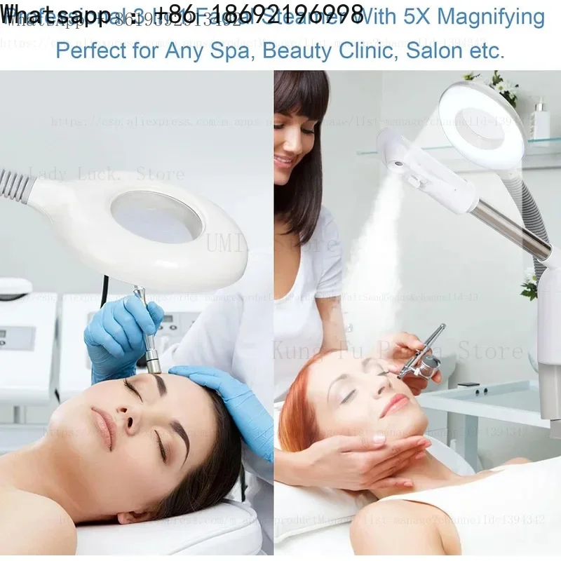 Hot & Cold Facial Spa Face Steam Machine Beauty Salon Household Sprayer Facial Steamer Skin Cleaning Equipment with lamp light