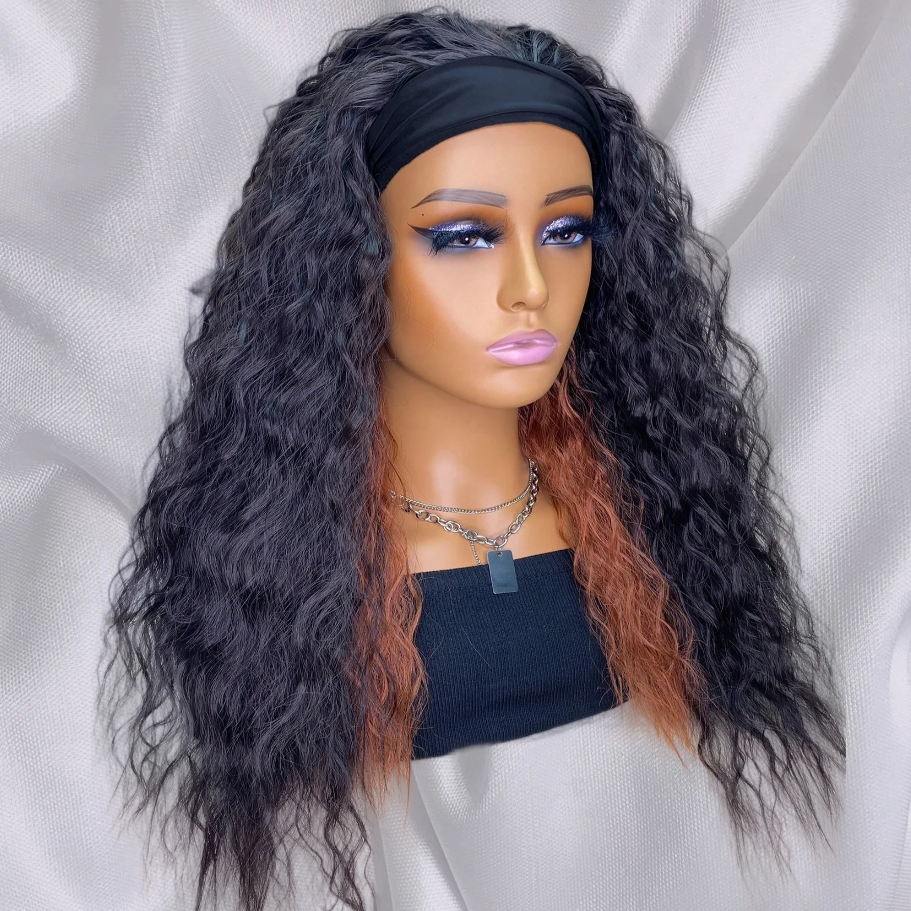 Headband Wig for WomenCurly Wavy Headband Wigs Water Wave Hair Wig Synthetic Wigs