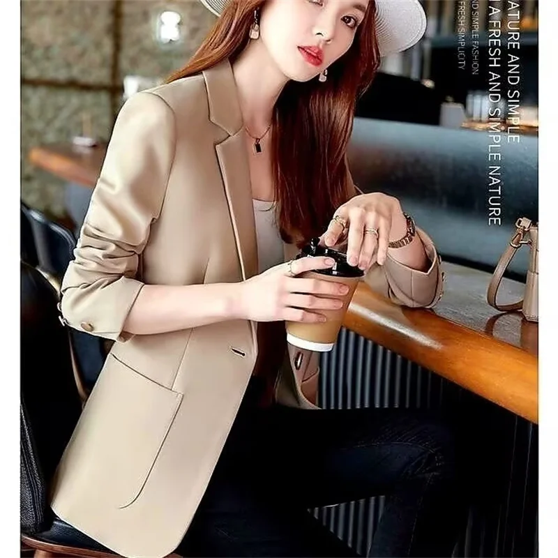 High-Quality Black Suit Jacket Women's 2025 Autumn Blazer Design Sense Of Contrast Color Lady Clothes Women's Trench Coat Spring