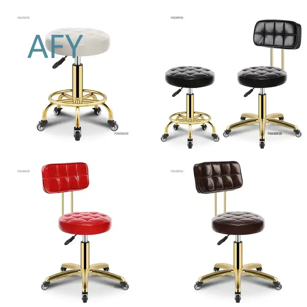 Thickened Cushion Barber Chair for Beauty Salon Modern Commercial Adjustable Chairs Creative Metal Rolling Chair for Barber