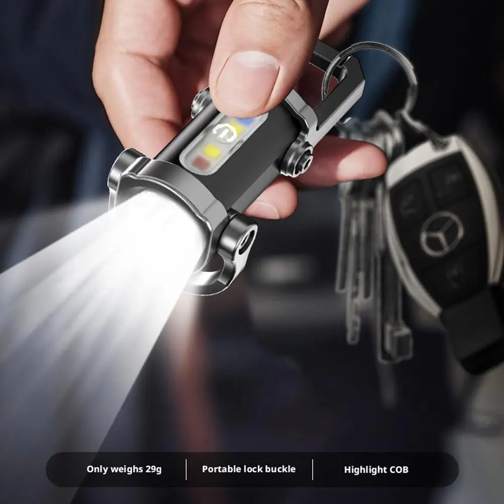 Mini USB Rechargeable LED Flashlight Keychain Portable Waterproof Camping Pocket Lamp Keyring Hanging Light Outdoor Gear