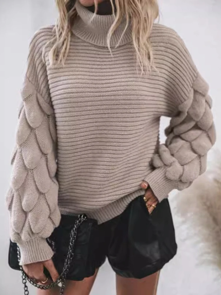 

2023 осенне-зимняя модная новая женская элегантная вязаная утолщенная теплая толстовка с высоким воротником, дизайнерский кашемировый свитер