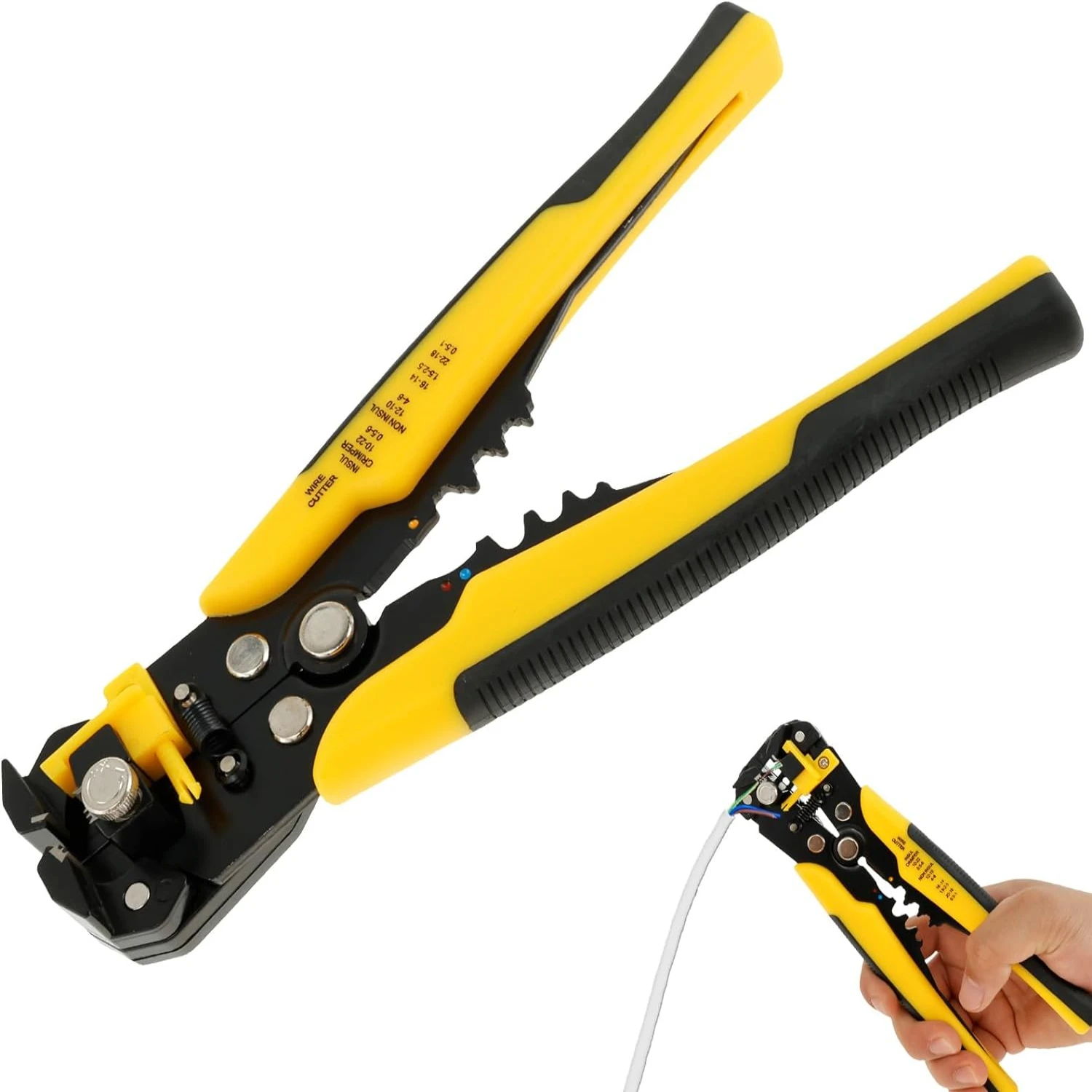 Professional Grade Highly Efficient Yellow Self-Adjusting Wire Cutter Stripper Pliers - Versatile Tool for Precision Stripping o