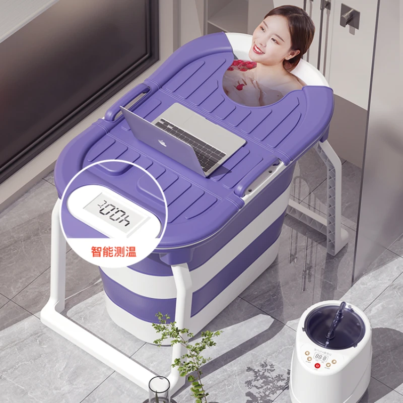 Adult Household Bath Basin Thickened and Widened Bathroom Barrel Stable Load-Bearing Spa Bath Convenient Folding Design